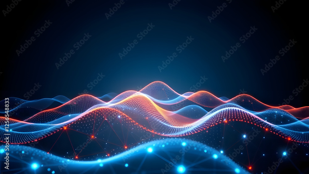 Poster fractal light waves create a dynamic blue pattern