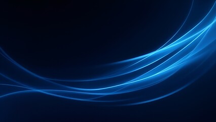 Heavy Blue Neon Waves on Isolated Dark Black Background – Futuristic Abstract Digital Artwork with Smooth Flowing Motion, Glowing Light Streaks, and Copy Space for Text or Design Elements
