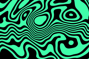 Abstract pattern with green waves on black background. Vector illustration. Eps 10
