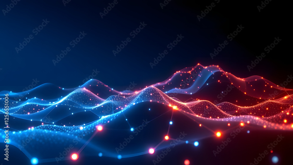 Poster fractal light waves create a dynamic blue pattern