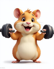 Hamster lifts dumbbells
