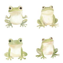 frog watercolor illustration concept for kids