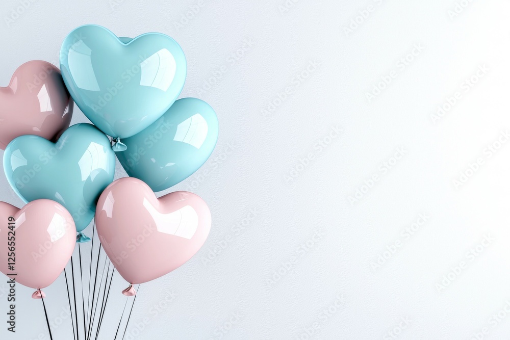 Aufkleber bunch of balloons with hearts on them are arranged in a row