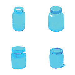 Jar of mustard watercolor set hand drawn