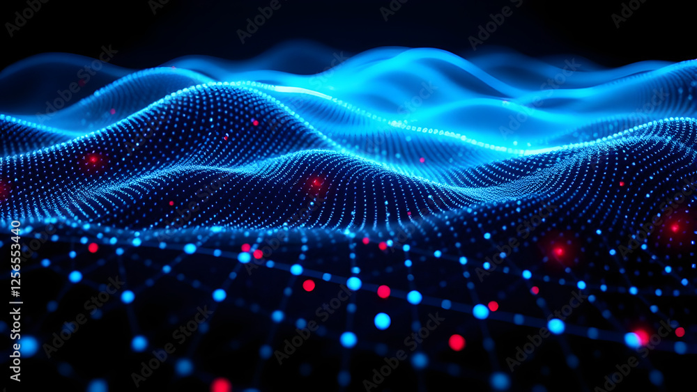 Poster fractal light waves create a dynamic blue pattern