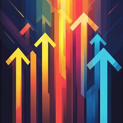 Business Management Teamwork Leadership Goal Setting Success Goal Achievement Dynamic abstract arrows in vibrant colors.