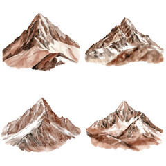 mont blanc mountain of high peak watercolor hand drawn illustration concept