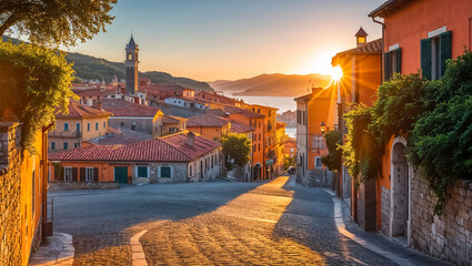 Fototapeta premium Stunning city Riomaggiore Italy, sunny summer day