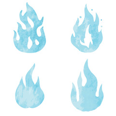 Fire watercolor hand drawn set collection