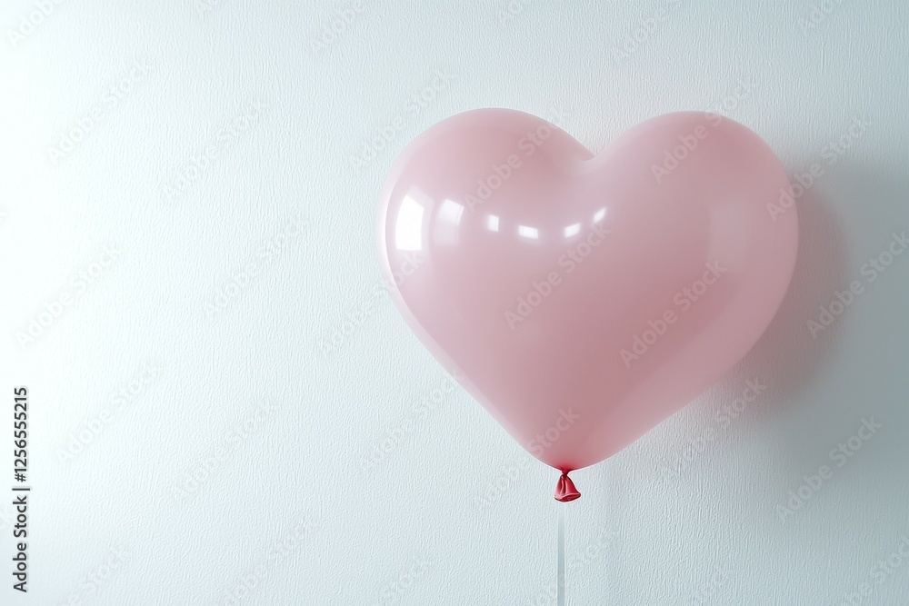 Poster heart shaped balloon with a red string attached to it