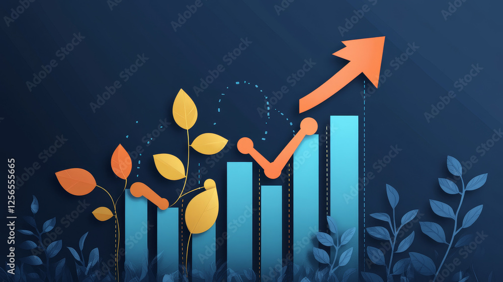 Poster vector version. growth graph for design and business concept. jpeg version is also available