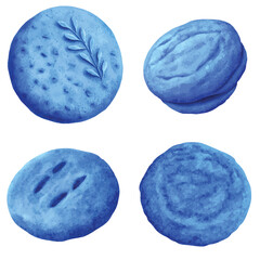 Oatmeal cookie watercolor set hand drawn