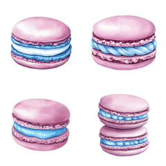 Purple macaron watercolor set hand drawn