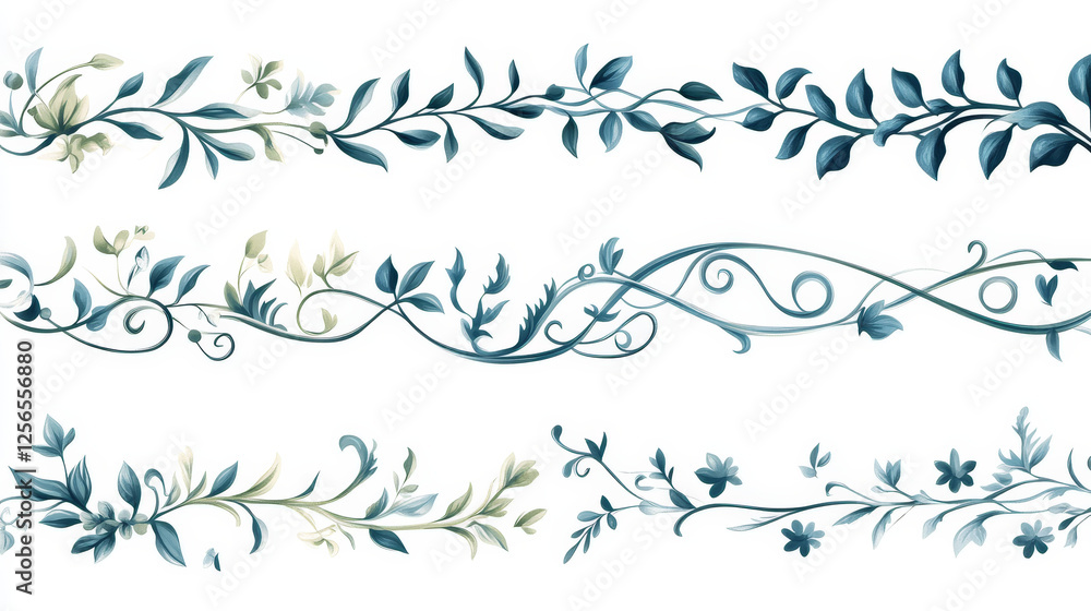 Poster borders and dividers decorative vignette elements set isolated on white for design