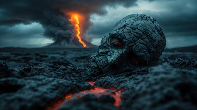 Volcanic Eruption and Ancient Skull