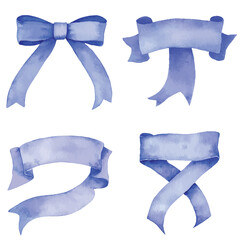 red ribbon for announcement watercolor hand drawn illustration concept