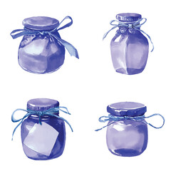 Red honey jar watercolor set hand drawn