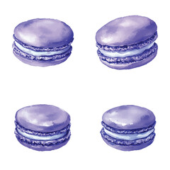 Red macaron watercolor set hand drawn