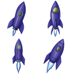 Red rocket watercolor set hand drawn