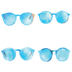 Sunglasses watercolor hand drawn set