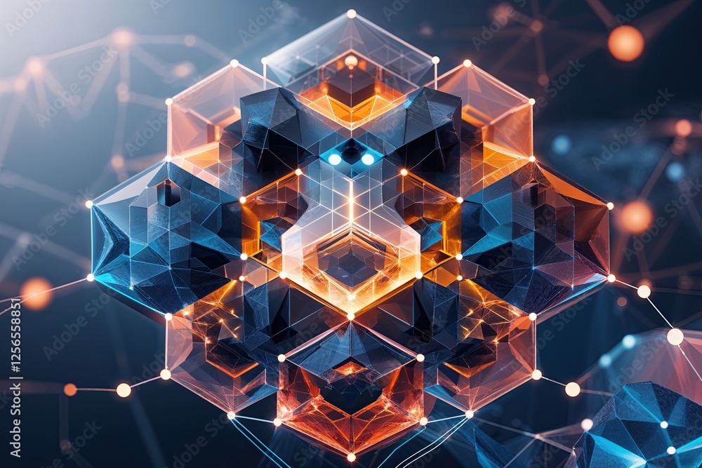 Poster transformational abstract hexagonal matrix: exploring technological connections in data processing a