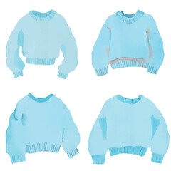 Sweater watercolor hand drawn set