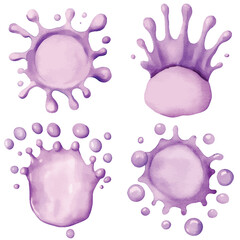 Pink watercolor splash watercolor hand drawn set collection