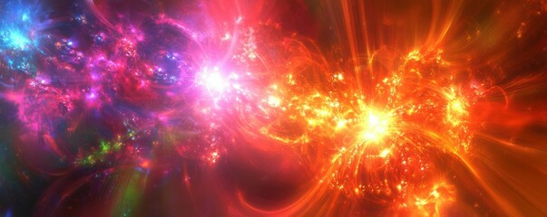 Obraz premium Vibrant cosmic explosion of colorful light and energy in space