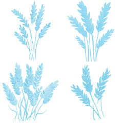 Wheat watercolor hand drawn set collection