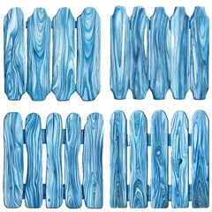 Wooden fence watercolor hand drawn set