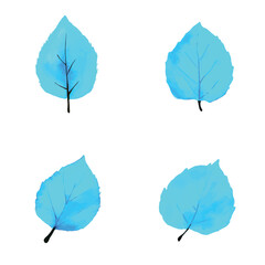 Autumn leaf watercolor hand drawn set collection