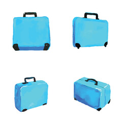 Suitcase watercolor hand drawn set
