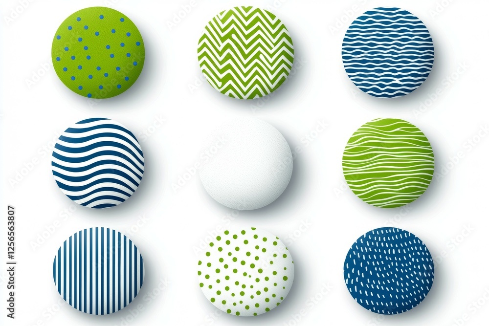 Poster collection of colorful buttons with various patterns and designs