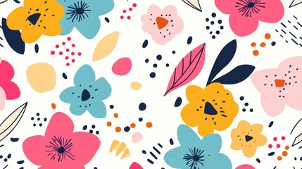 A chic floral seamless pattern featuring modern geometric shapes and minimalistic lines, perfect for stylish designs.