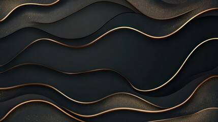 Experience the elegance of a luxury abstract background featuring shimmering gold lines on a deep black canvas.