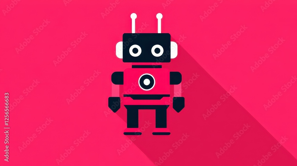 Poster enhance your visuals with a modern robot icon that blends flat and line design for a stylish long sh