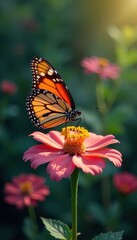 Obraz premium Butterfly perched on a flower, rest, garden, sit