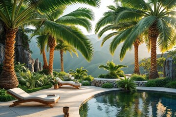 Fototapeta premium Vibrant Palm Branch Art for Beautiful Retreats and Gardens