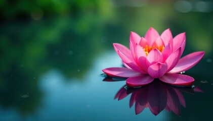 Delicate petals of a water lily floating on calm lake surface, nature, watercolor