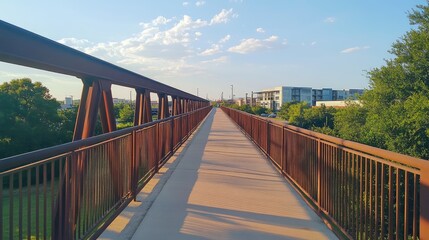 A bridge crossing over part of the bike path, providing an elevated perspective.