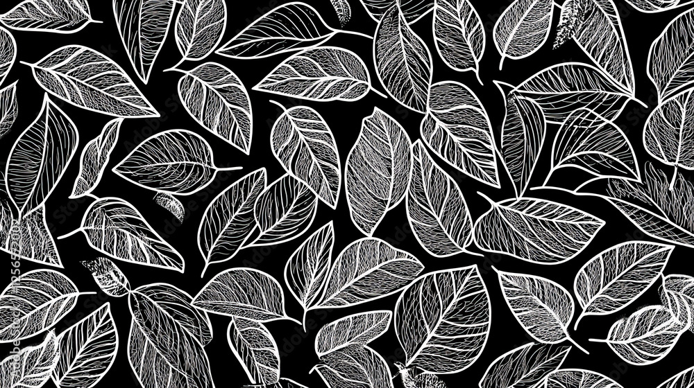 Poster seamless foliate arabesque pattern in black and white suitable for print or fabric design. vector ve