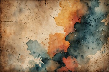 Faded Vintage Watercolor Texture with Old-School Antiqued Background and Scratched Design