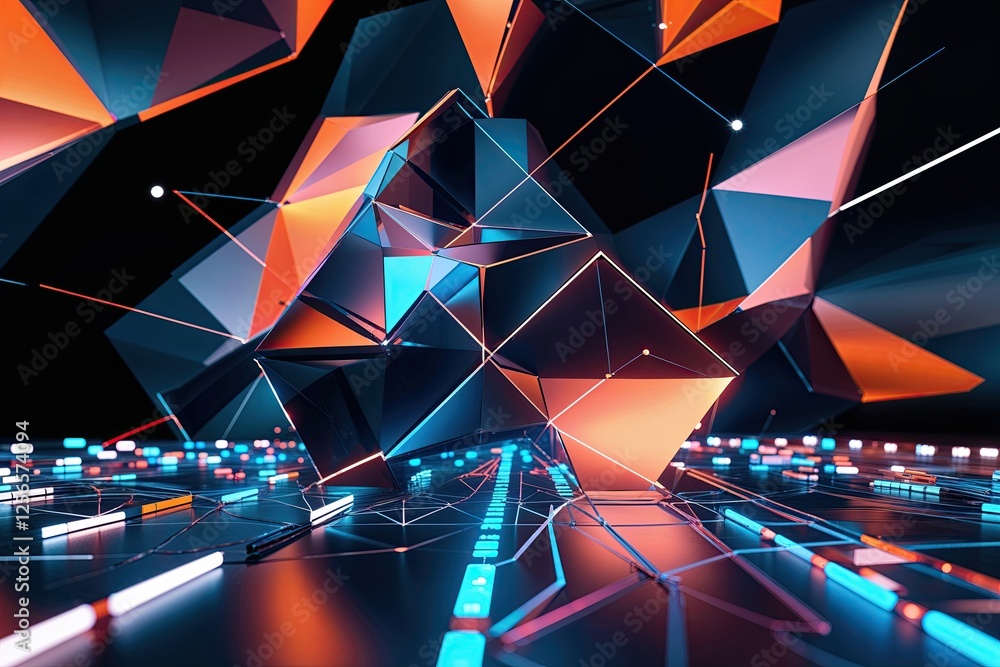 Aufkleber abstract geometric patterns and connectivity in digital technology design