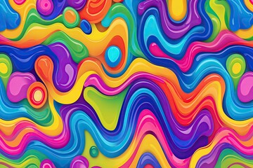 Cheerful Vibrant Squiggle Seamless Design: Playful 90s Abstract Backdrop for Kids and Chic Deco