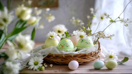 Pastel Easter Decor in a Cozy Living Room