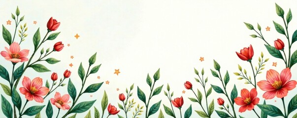 Hand drawn spring foliage set in a modern style with green typography, modern, spring, green