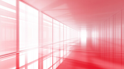 Obraz premium Minimalist hallway with soft pink tones, reflective surfaces, and symmetrical lines,