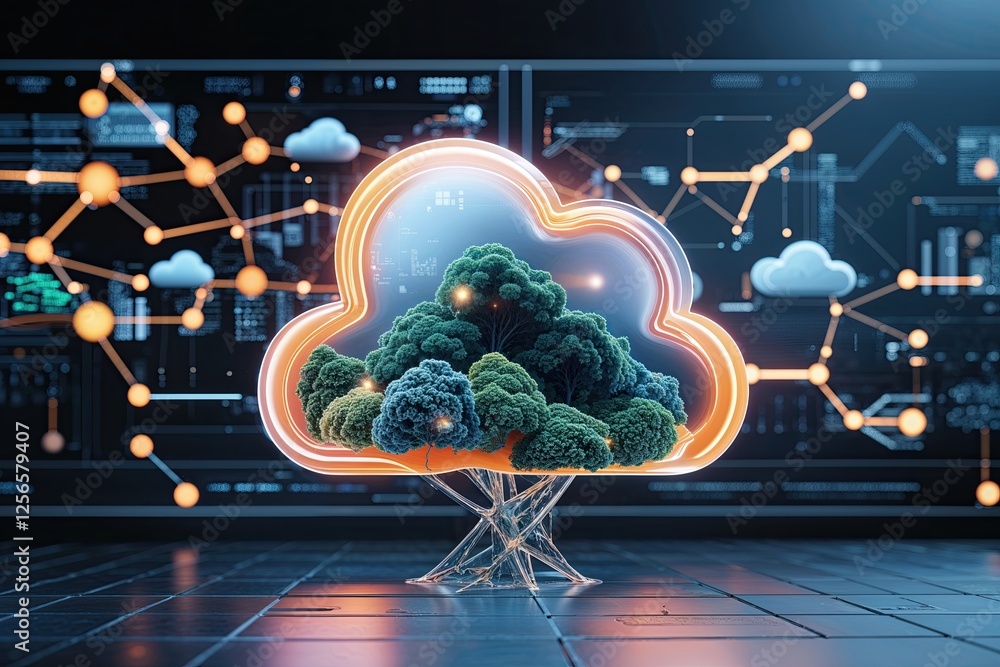Poster modern digital backdrops and overlays for ecosystem and cloud technology visualization