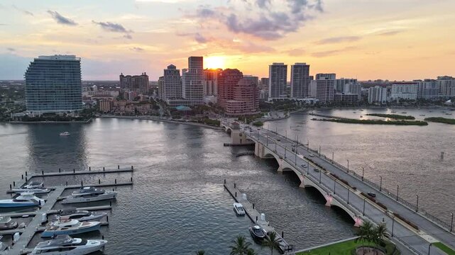 aerial timelapse video of West Palm Beach Okeechobee Bridge