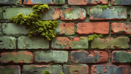 Moss-Covered Brick Wall